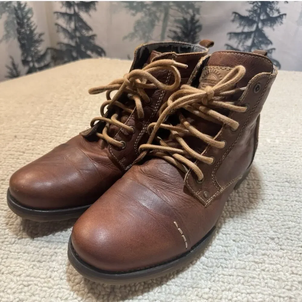Bullboxer Delden Leather Boots Men's 10 EU43 Brown Workboot Portugal SEE NOTE